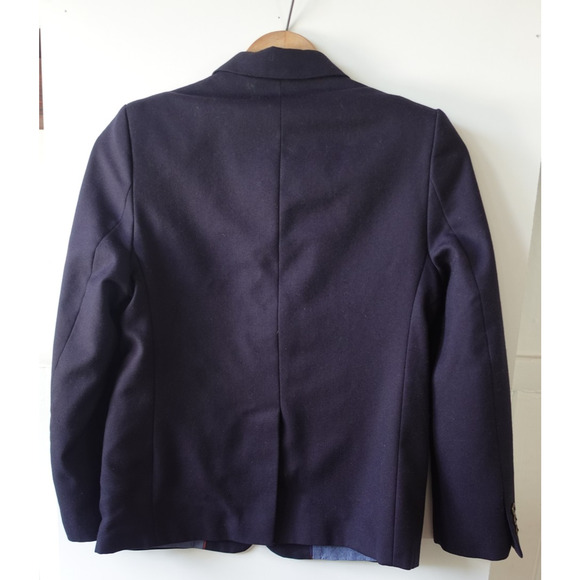 Nordstrom Blazer Boys 12 Navy Wool Plaid Lined Suit Jacket Coat Preppy Heritage - Picture 3 of 14